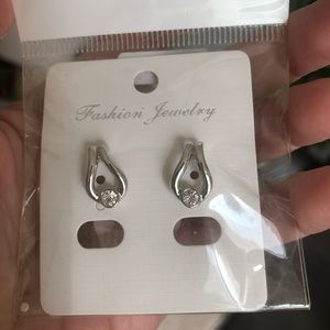 NWT- Silver and Rhinestone stud earrings